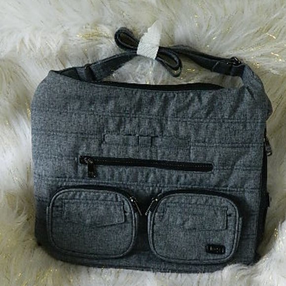 lug Handbags - LUG ZIPLINER CONVERTIBLE HOBO BAG HEATHER GRAY NEW